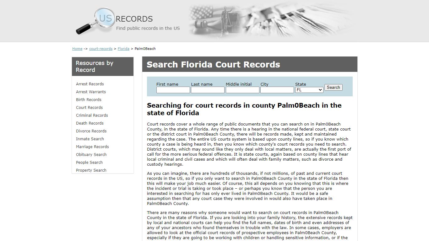 Search Court Records Palm Beach Florida | US Records